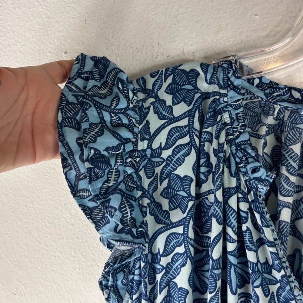 Omika ladies midi maxi dress large blue white peasant cottagecore corpcore day - Picture 6 of 16